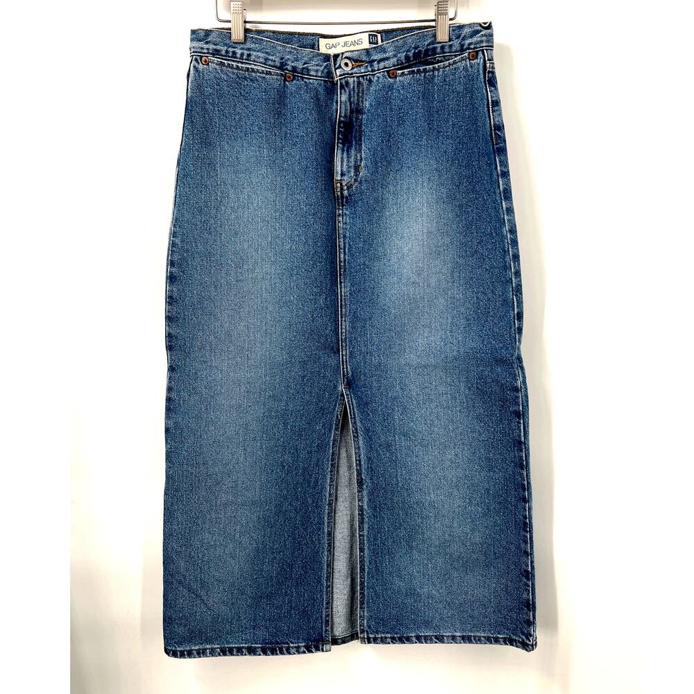 Gap Jean Front Slit Maxi Skirt Vintage 90's Y2K